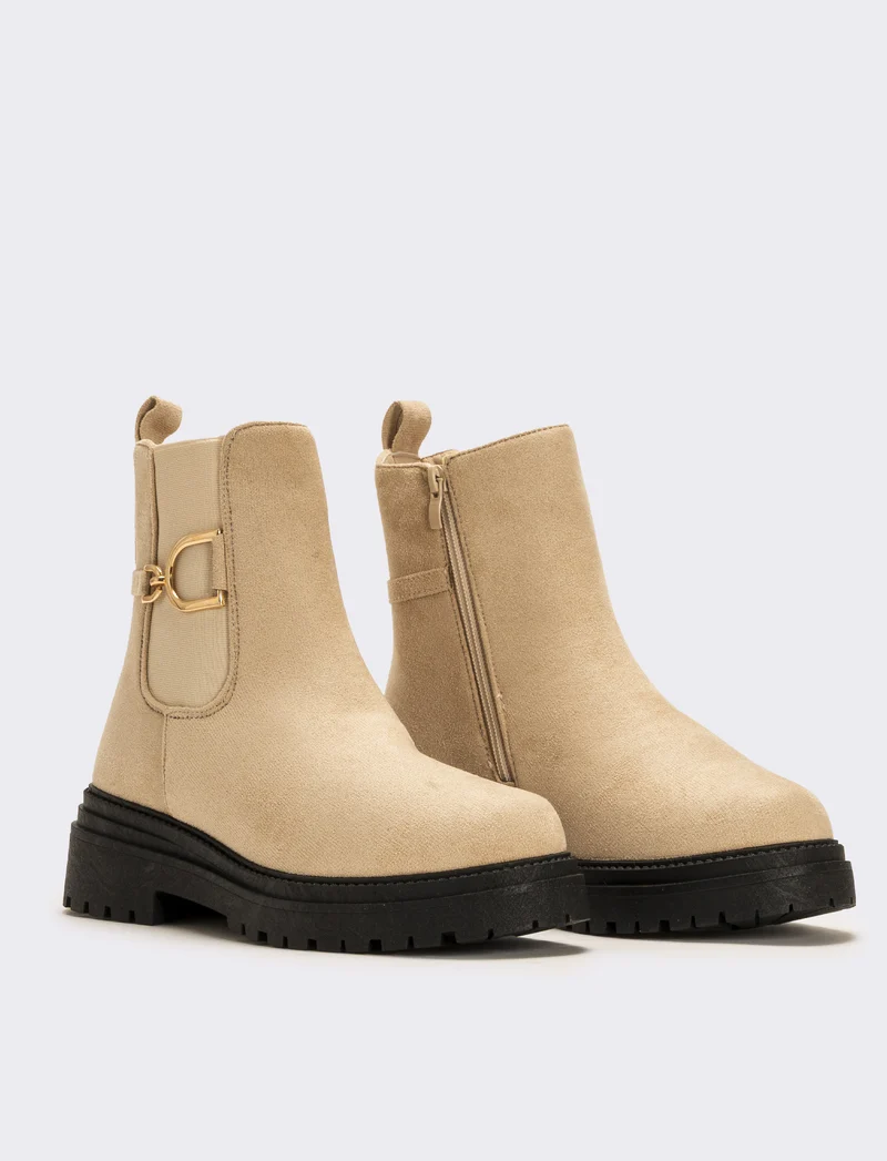 Tronchetto con decorazione metallica da donna - Beige