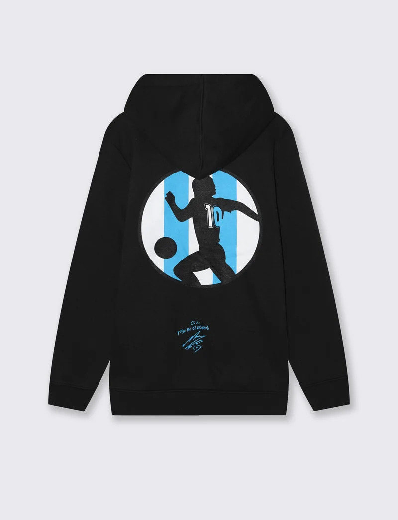 FELPA CON CAPPUCCIO E STAMPE DIOS - Nero-blu