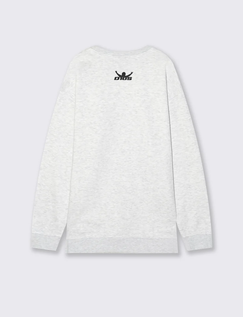 Felpa girocollo in misto cotone garzato relaxed fit. - Grigio mel.
