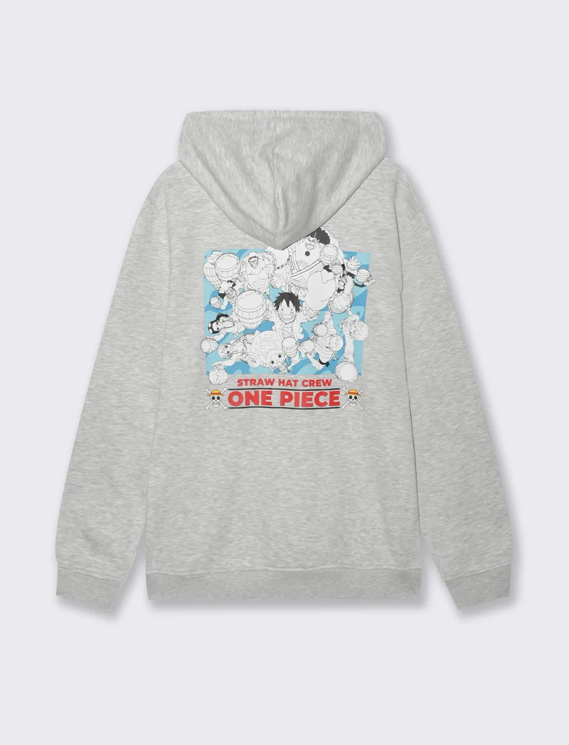 FELPA STAMPA ONE PIECE - Grigio mel.