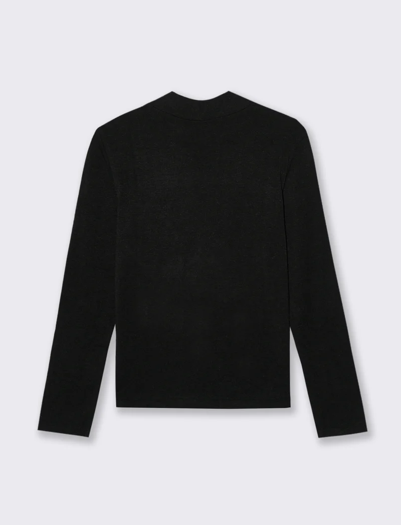 T-SHIRT BASICA MEZZO COLLO - Nero