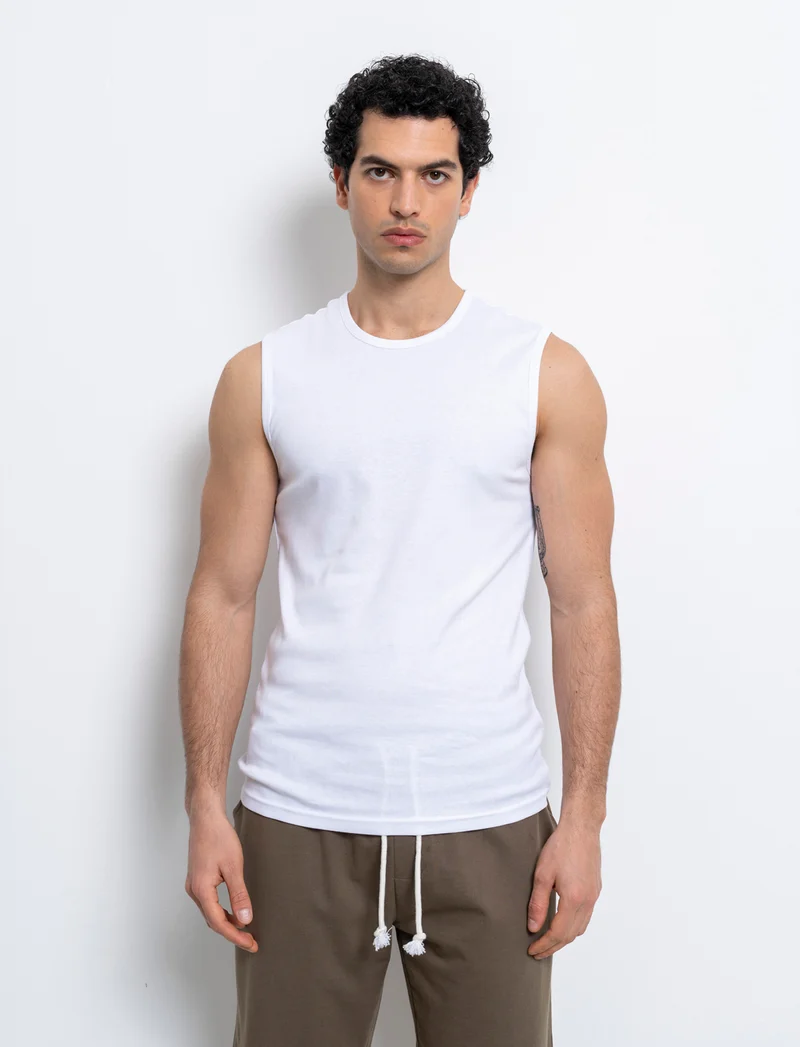 T-shirt senza maniche da uomo - Bianco