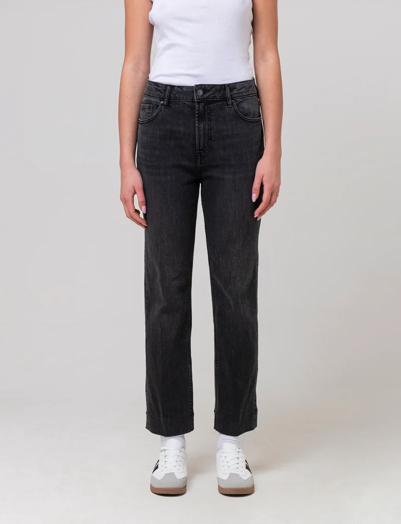 Jeans a gamba larga alla caviglia da donna - Nero