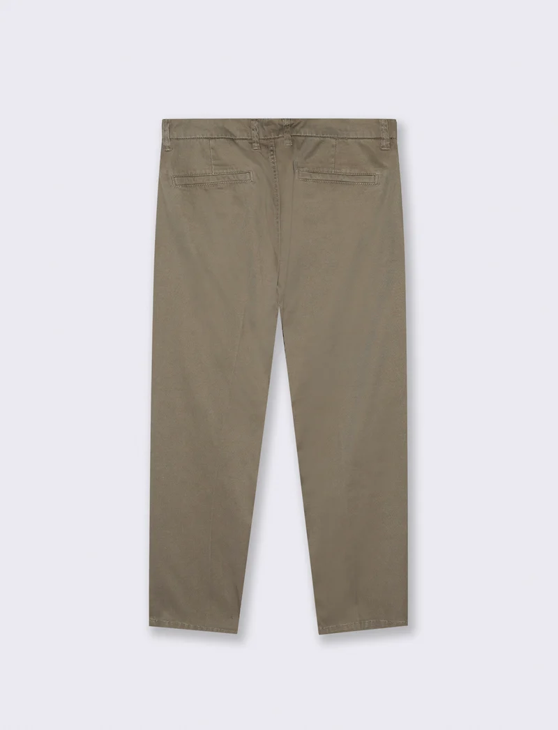 PANTALONI CHINO IN COTONE STRETCH REGULAR FIT - Grigio fango