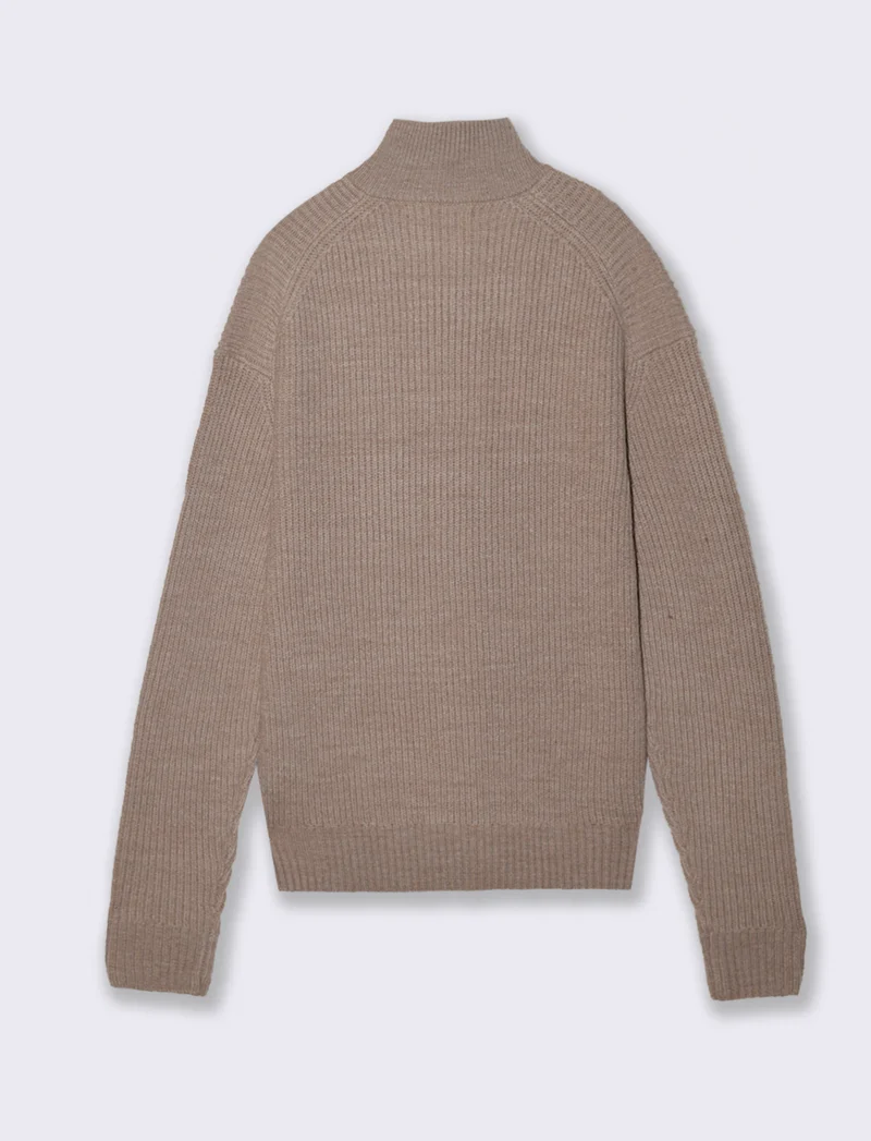 MAGLIA COLLO ALTO E CERNIERA - Beige