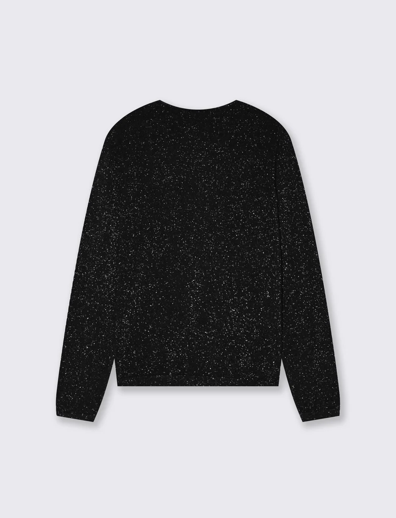 PULLOVER CON TESSUTO CON FIBRA EFFETTO METALLO - Nero