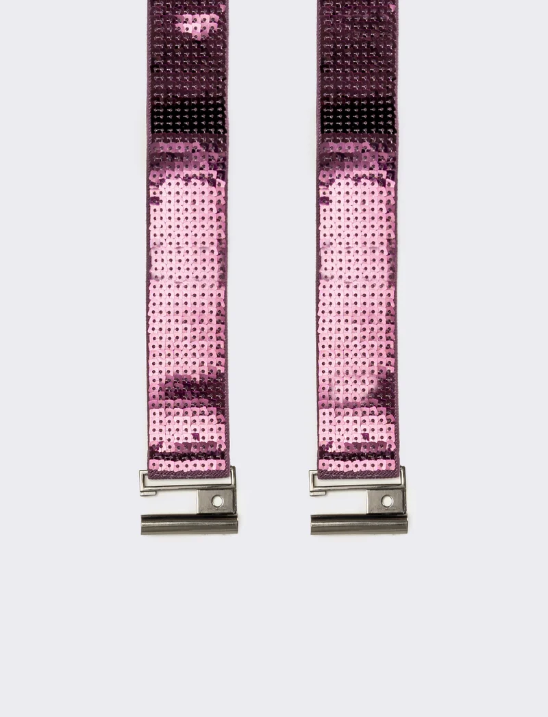 Cintura donna con paillettes quadrata h 4 cm - Bordeaux