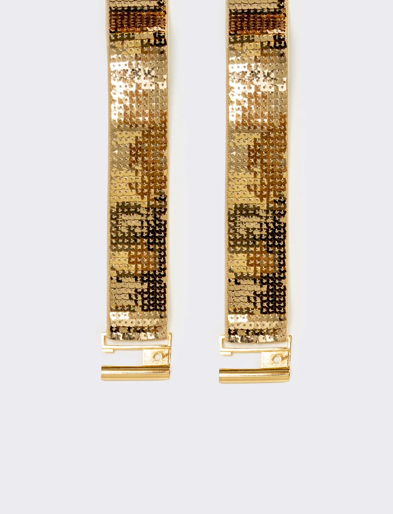 Cintura donna con paillettes quadrata h 4 cm - Oro