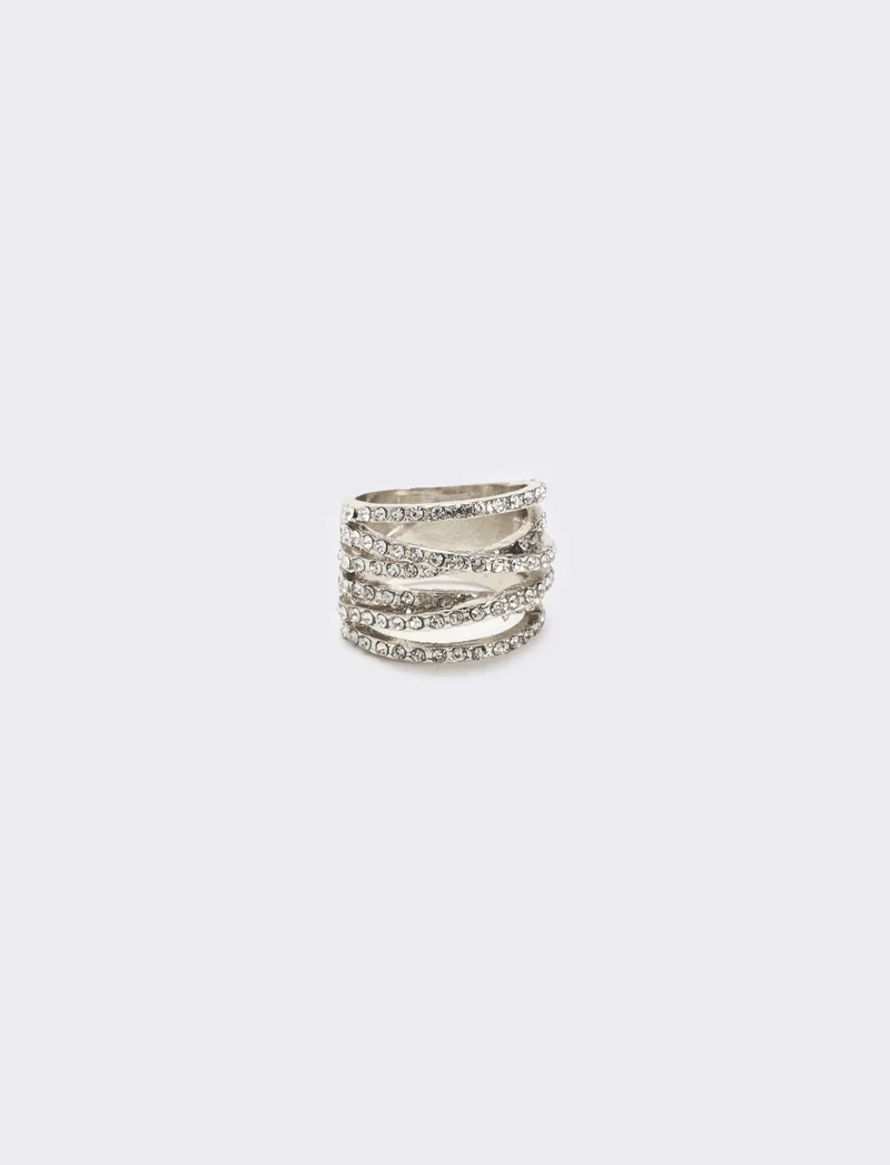 Anello fascia strass - Argento
