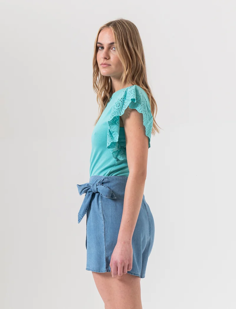 Short con fiocco da donna - Denim