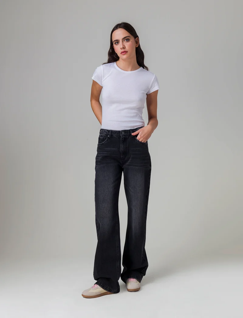 Jeans wide leg da donna - Nero
