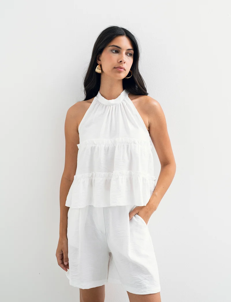 Top con rouches - Bianco
