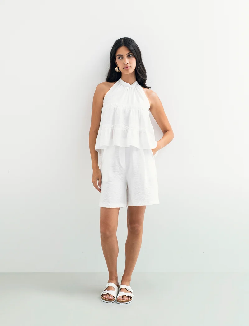 Top con rouches - Bianco