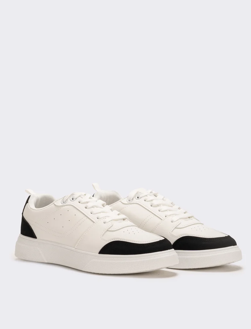 Sneakers con riporti da uomo - bianco/nero