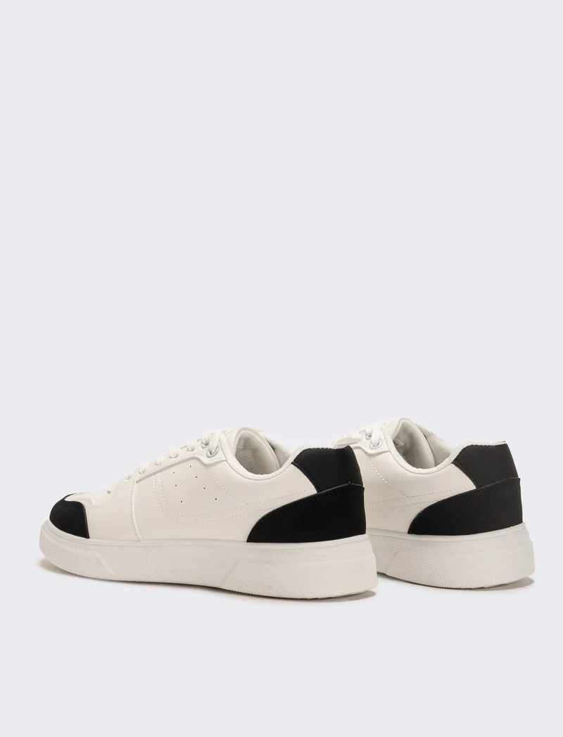 Sneakers con riporti da uomo - bianco/nero
