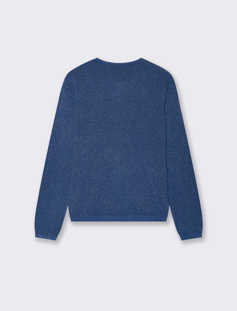 CARDIGAN CON TESSUTO CON FILO EFFETTO METALLO - Blu scuro
