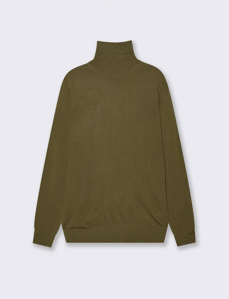 MAGLIA COLLO ALTO BASIC - Verde oliva
