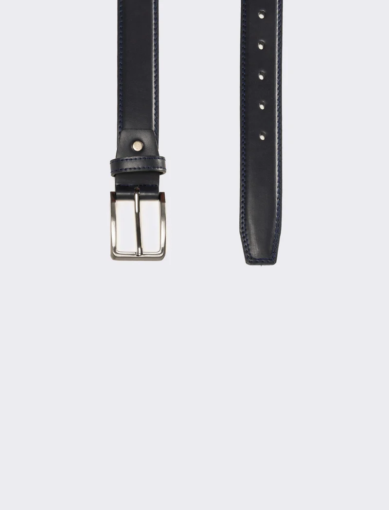 Cintura uomo basic bombata h 3,5 cm - Blu