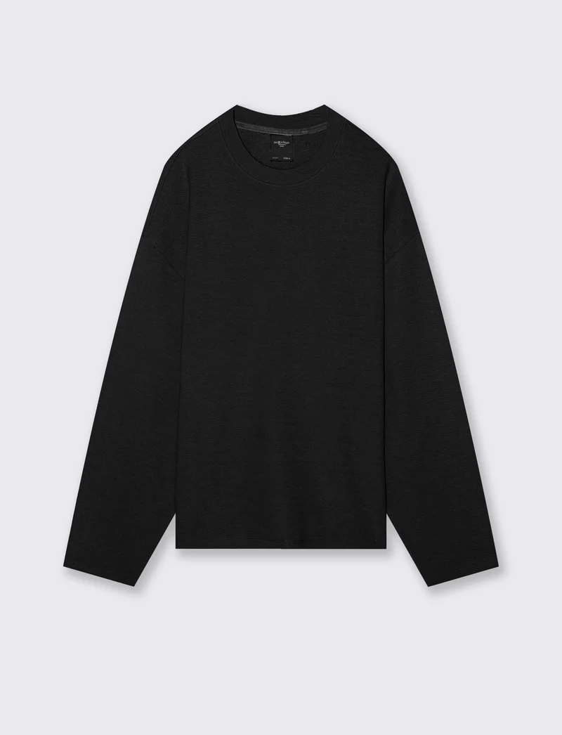 FELPA TESSUTO GOFFRATO RELAXED FIT - Nero