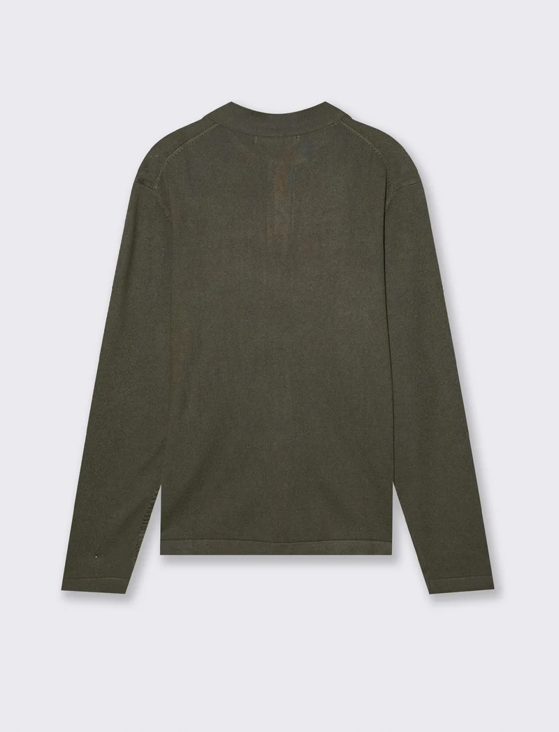 MAGLIA IN MISTO VISCOSA MODELLO POLO - Verde kaki