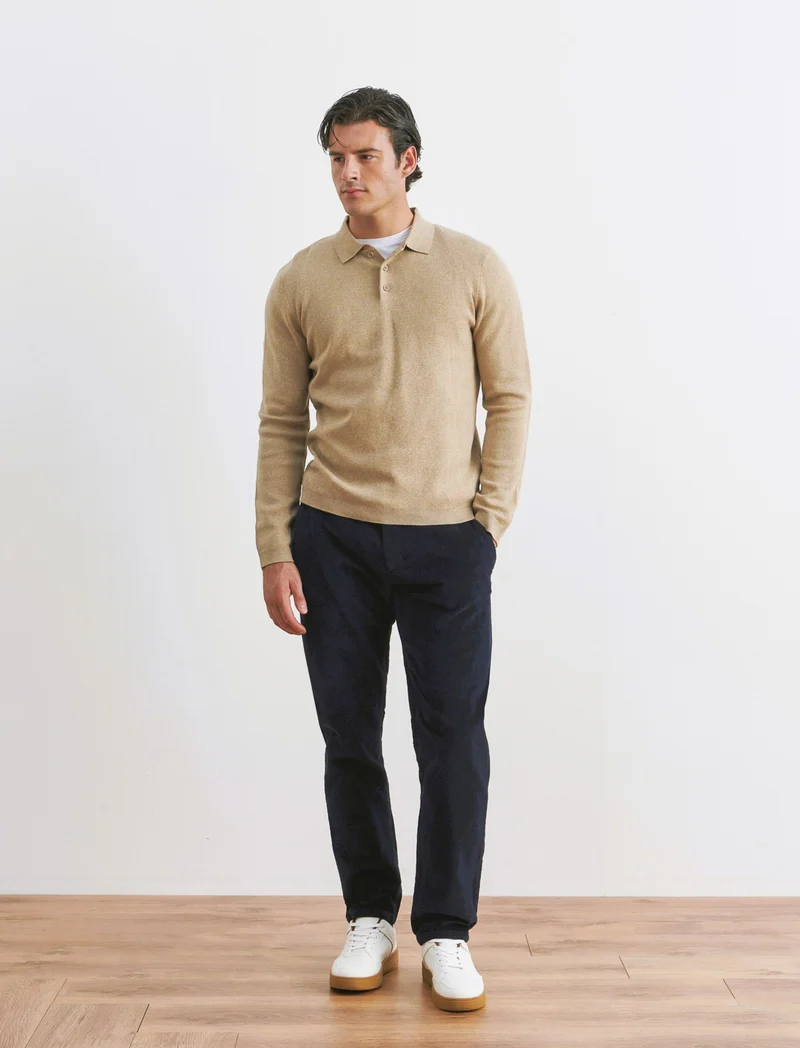 MAGLIA IN COTONE MODELLO POLO - Beige