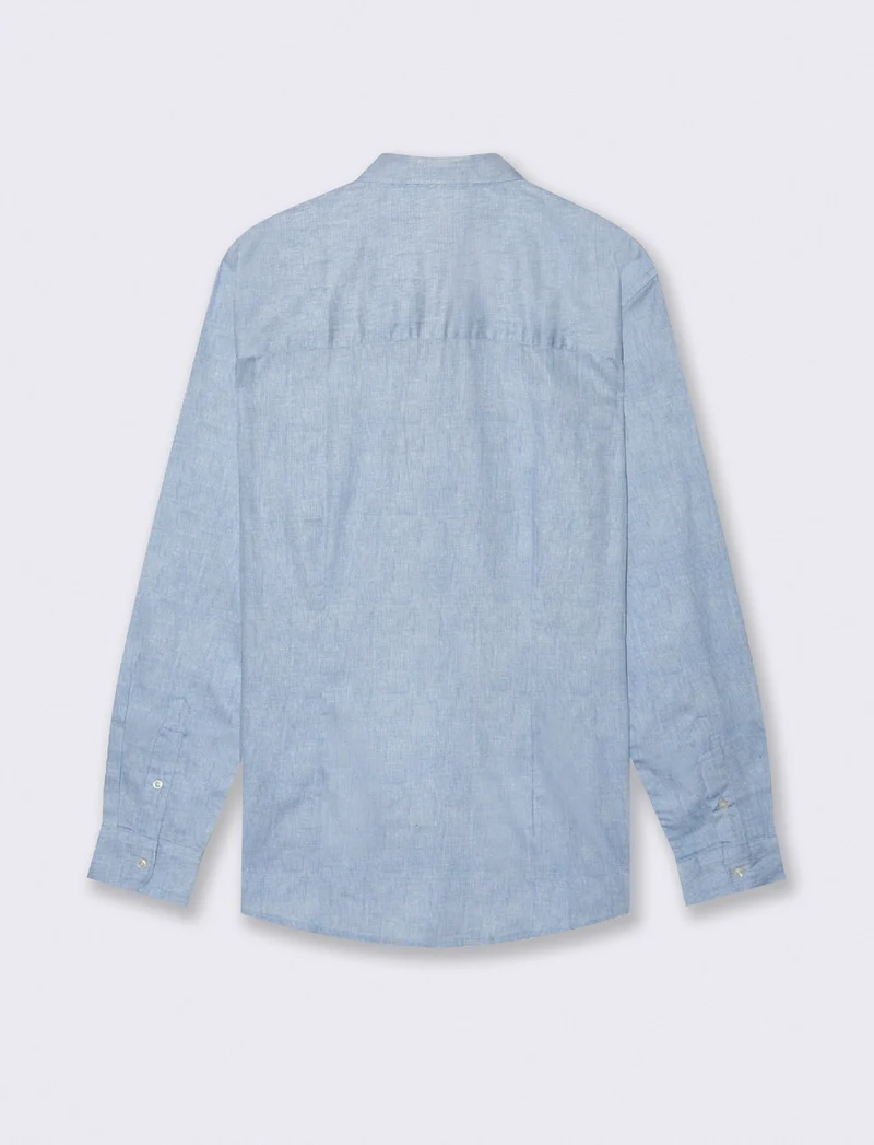 CAMICIA REGULAR FIT MICRO FANTASIA - Azzurro