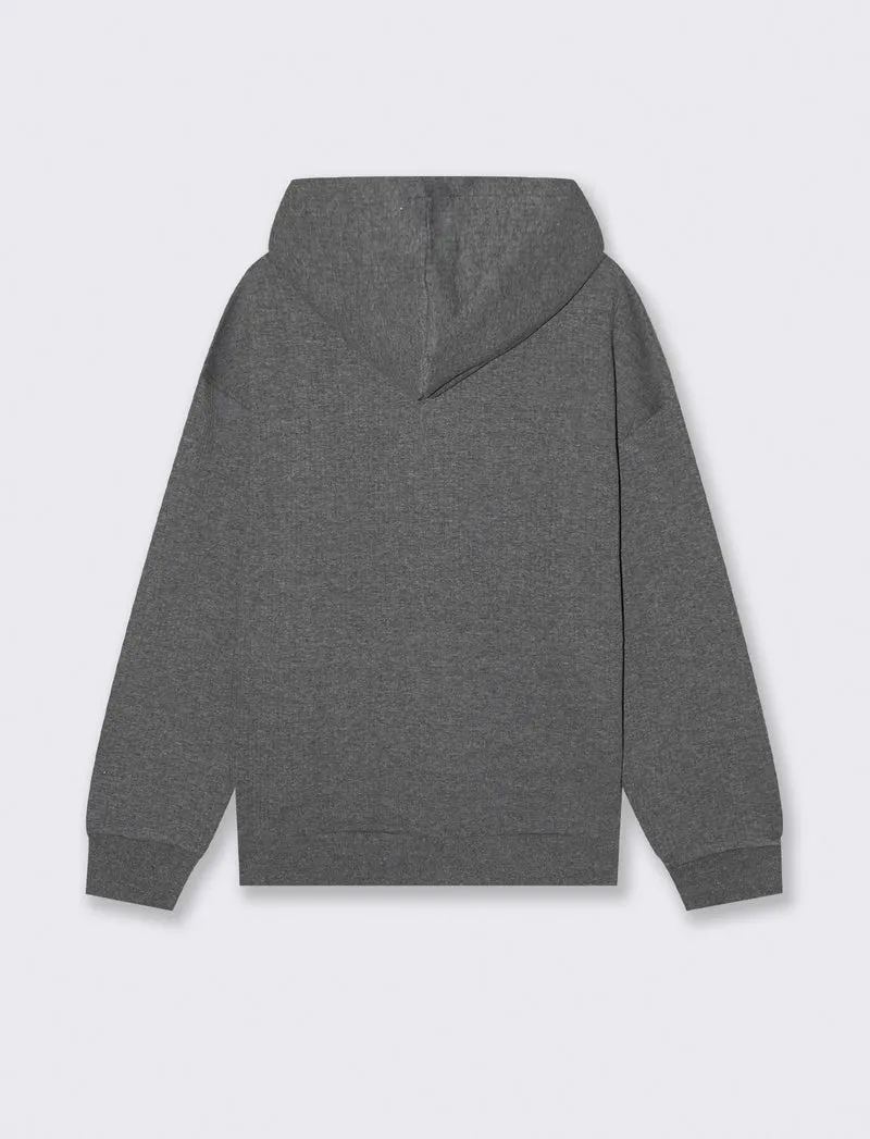 FELPA EFFETTO COSTE BOXY FIT - Grigio mel.