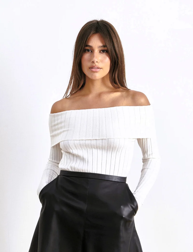 MAGLIA OFF SHOULDER - Avorio