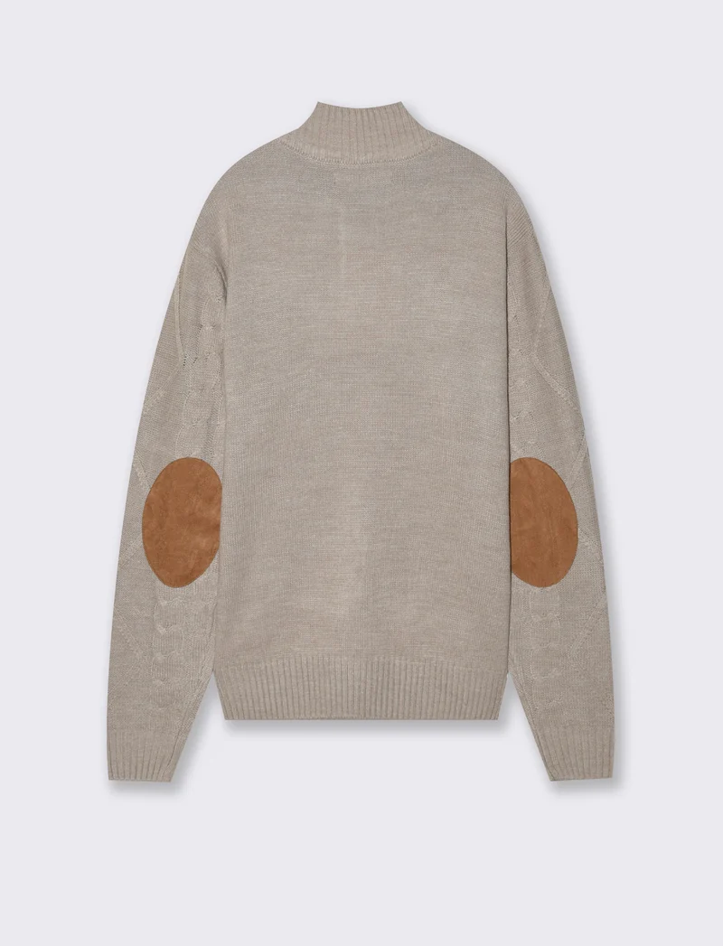 MAGLIA MEZZO COLLO A TRECCE - Beige