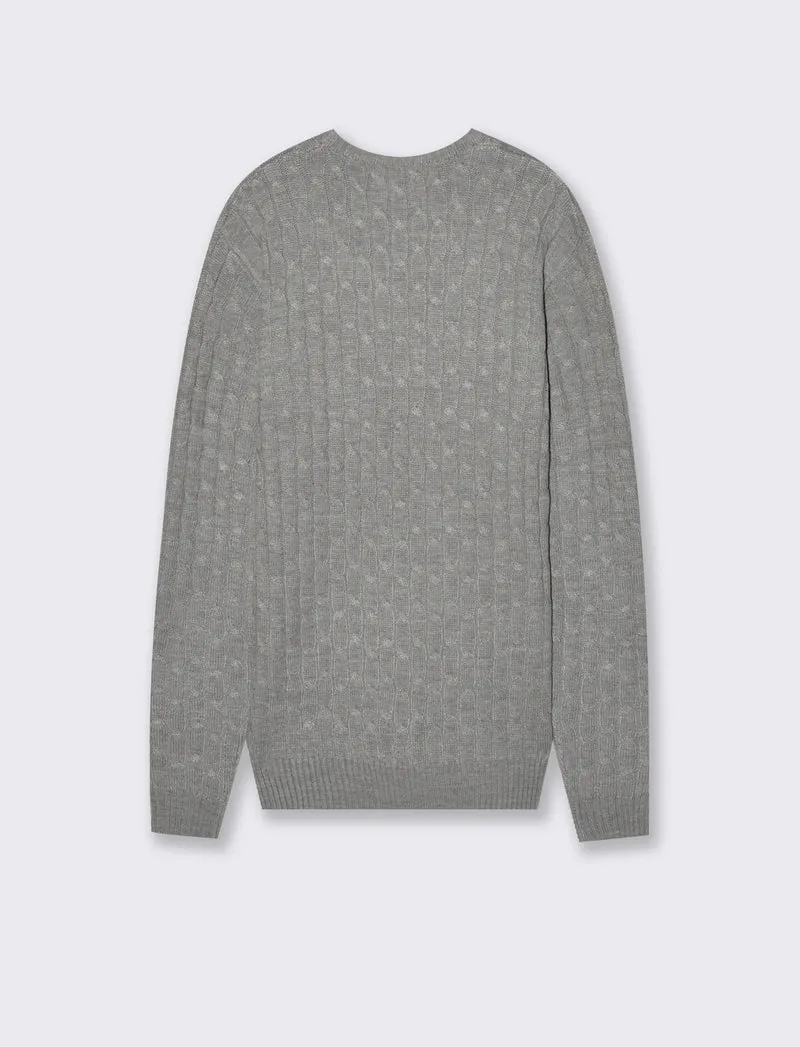 MAGLIA GIROCOLLO A TRECCE: - Grigio mel.