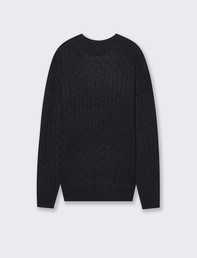 MAGLIA GIROCOLLO A TRECCE: - Blu