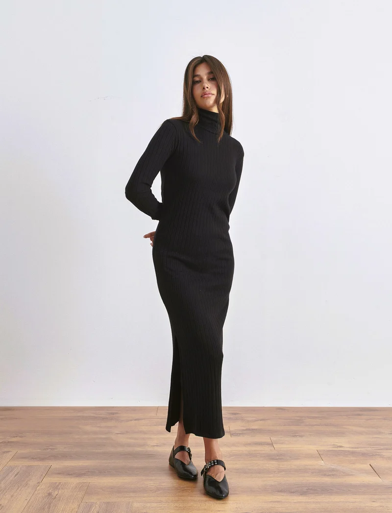 VESTITO LUNGO A COSTE - Nero