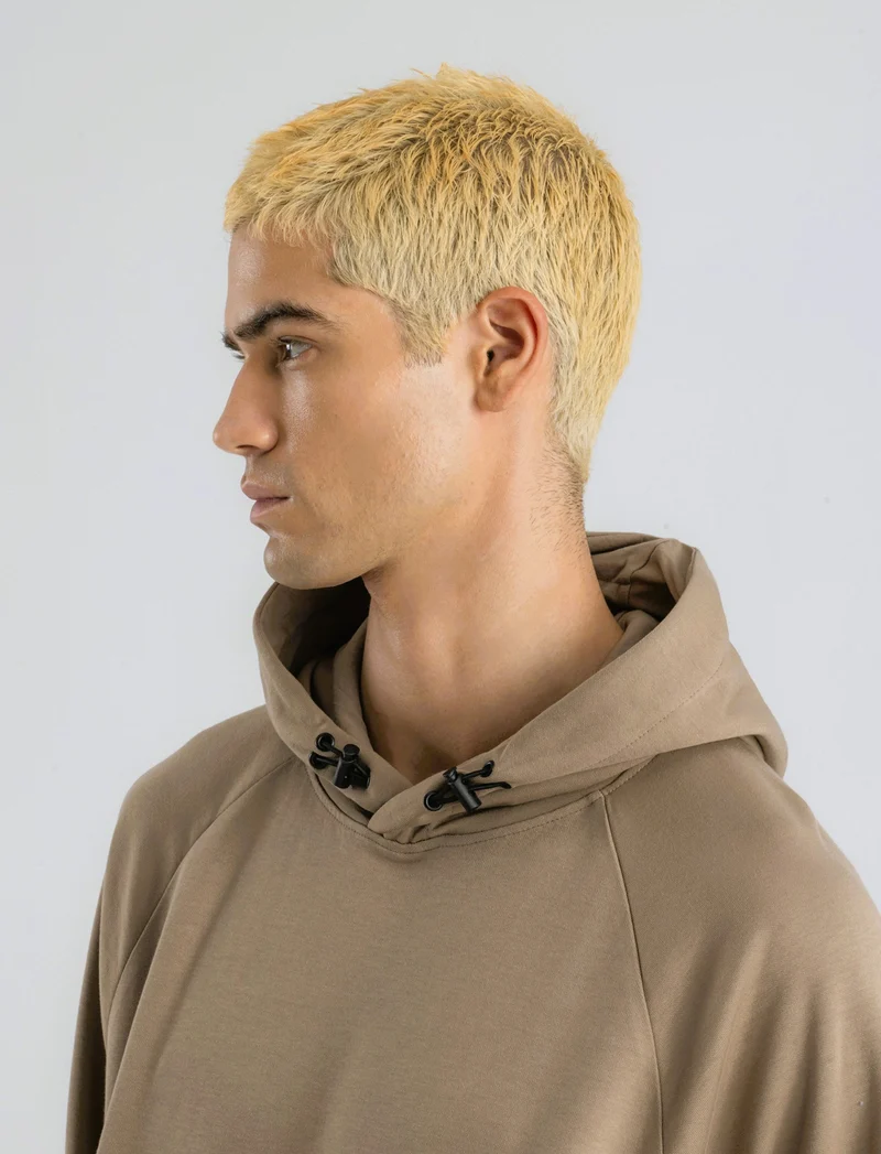 FELPA CON CAPPUCCIO IN INTERLOCK CON CERNIERA - Grigio tortora