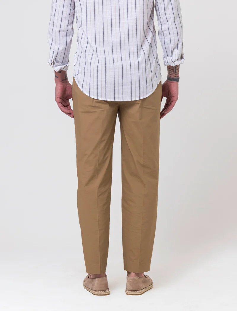 Pantaloni chino in popelin stretch da uomo - Beige