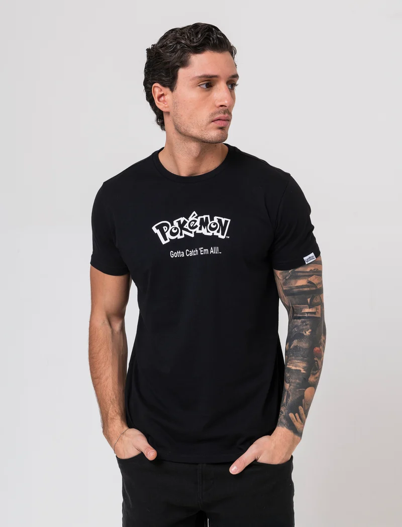 T-shirt stampa pokemon da uomo - Nero
