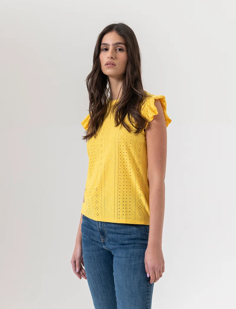 Top in pizzo da donna - Giallo limone