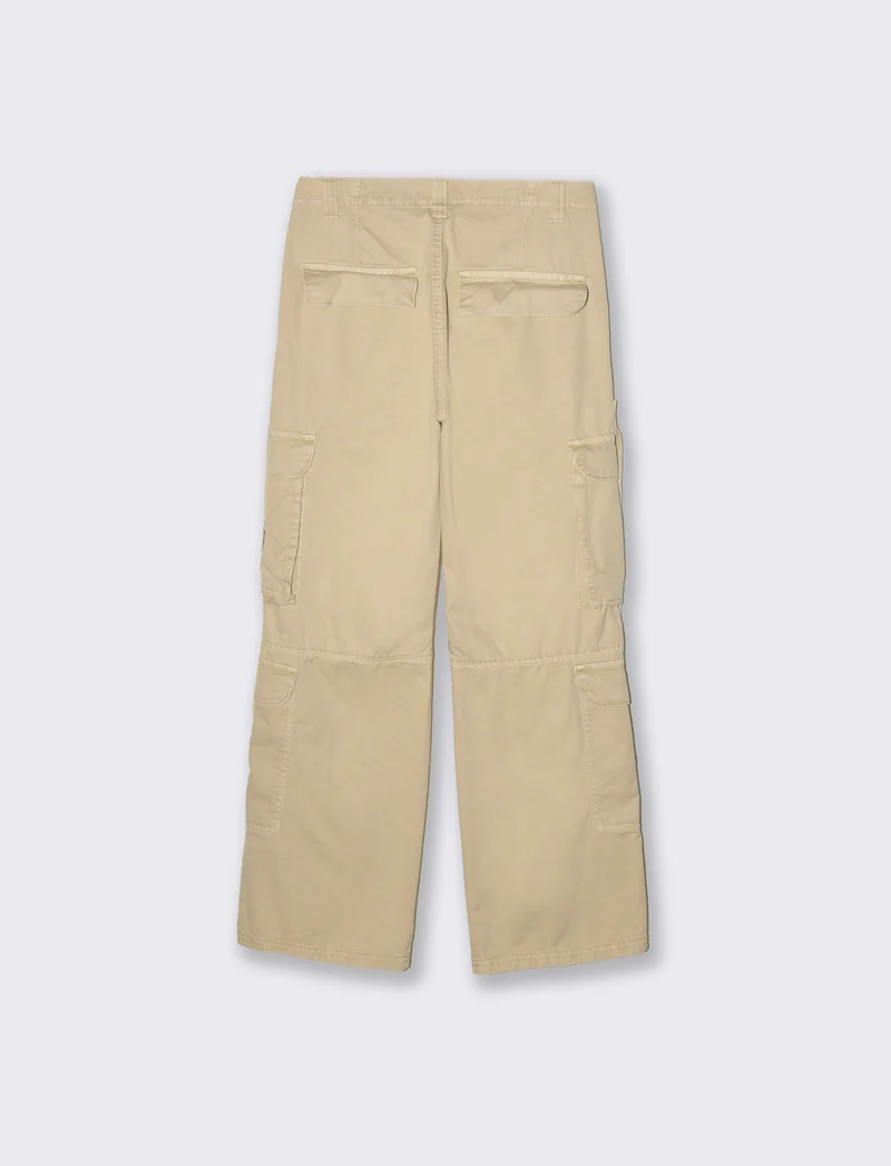 Pantaloni cargo con lacci da donna - Beige
