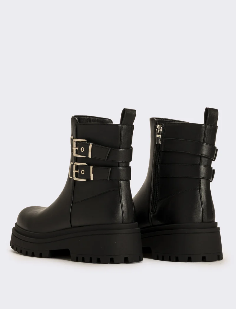Tronchetto stile biker da donna - Nero
