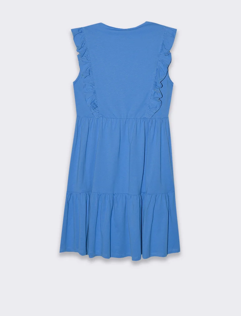 Vestito corto con rouches da donna - Bluette