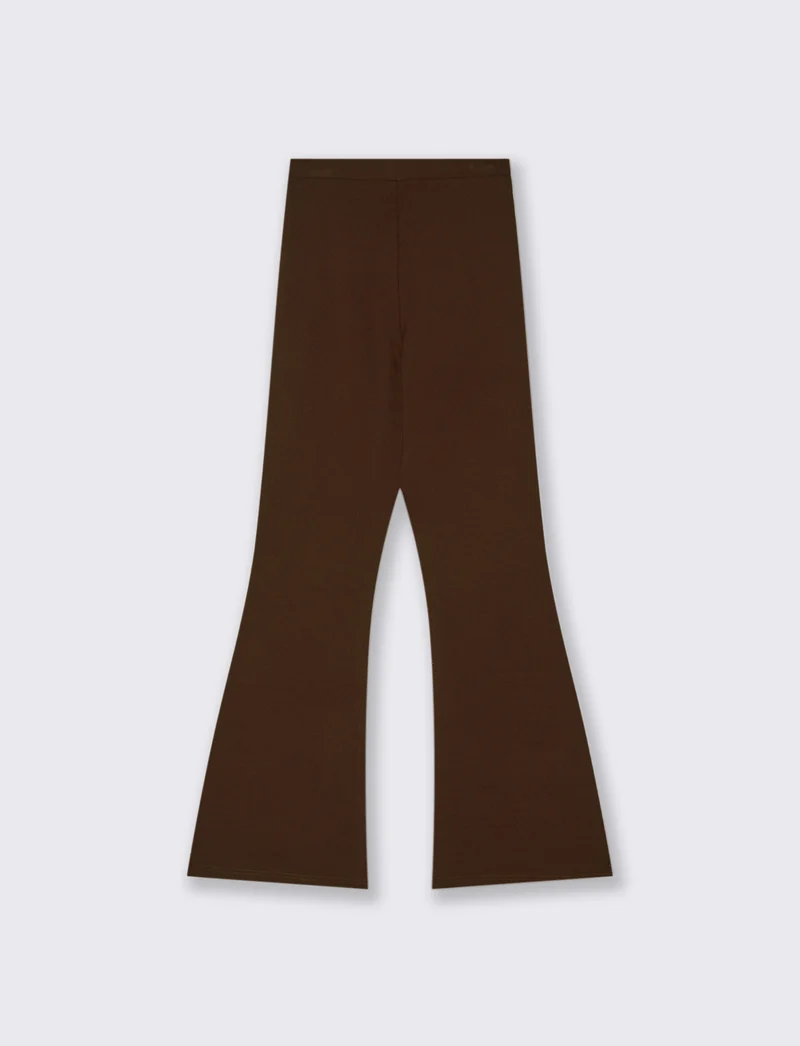 PANTALONE FLARE IN PUNTO MILANO - Marrone tabacco