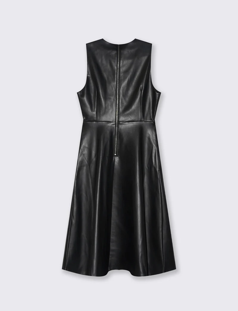 VESTITO IN TESSUTO EFFETTO PELLE - Nero