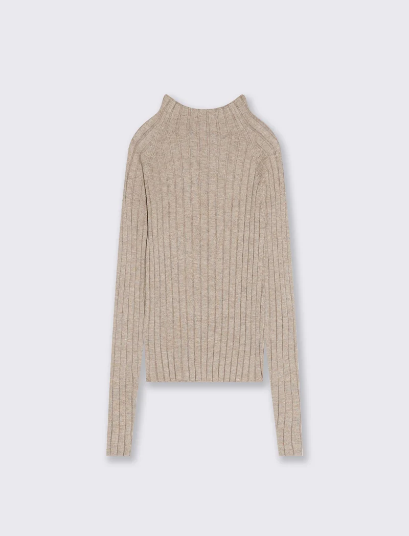 MAGLIA A COSTE - Beige melange