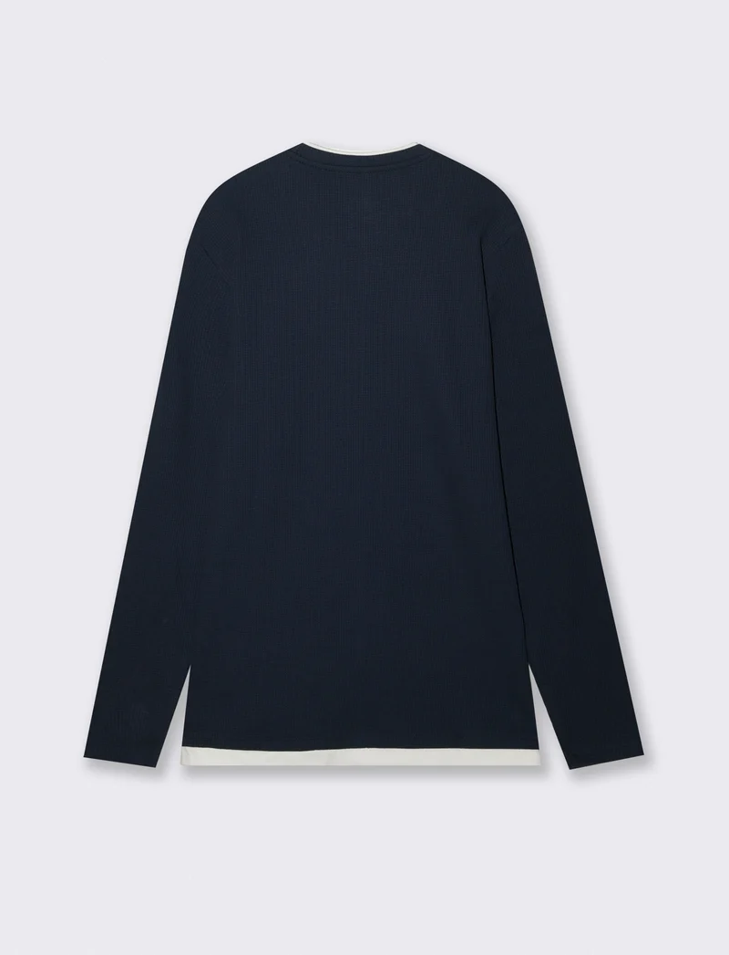 MAGLIA GIROCOLLO STRUTTURA WAFFEL - Blu