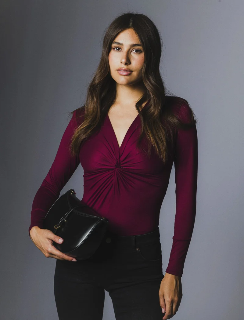 BODY CON SCOLLO A V - Vinaccia