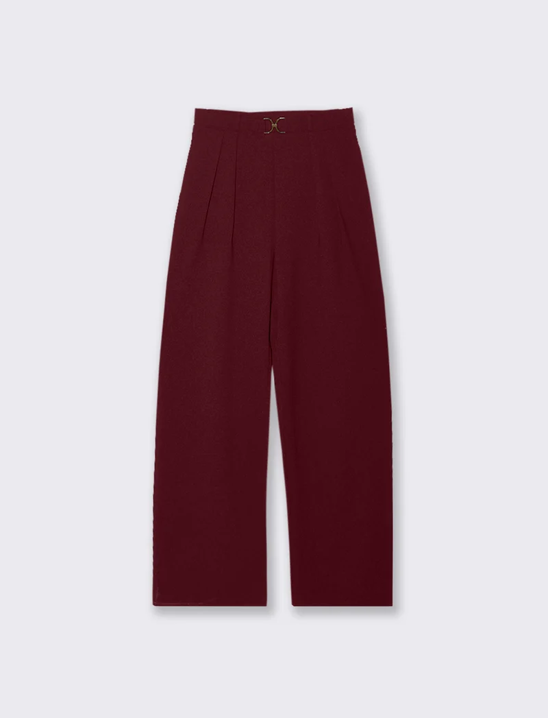 PANTALONE CON FIBIA E PENCE - Vinaccia