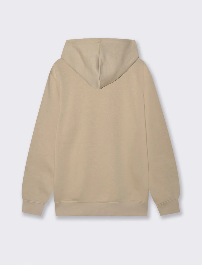 FELPA CON CAPPUCCIO E STAMPA A RILIEVO - Beige
