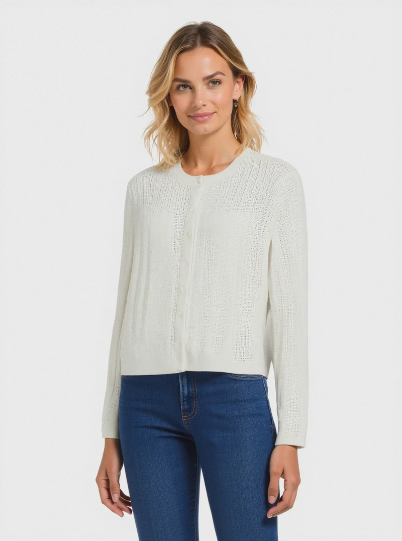 CARDIGAN A TRECCE - Avorio
