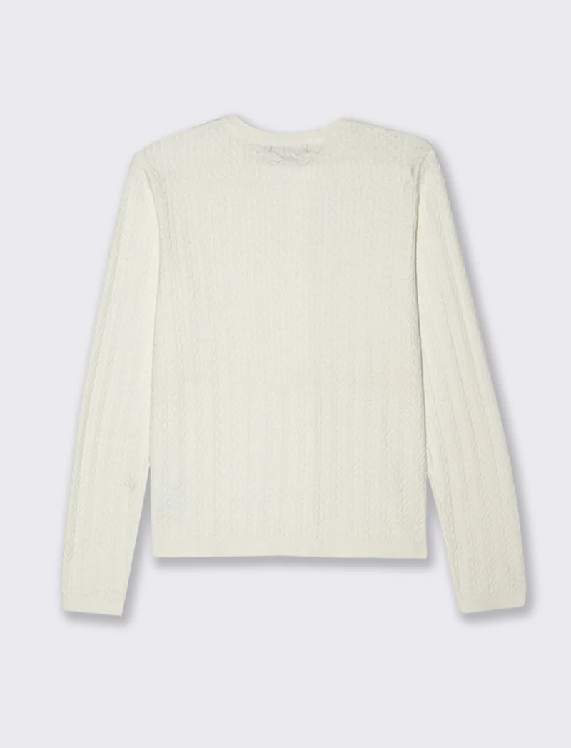 CARDIGAN A TRECCE - Avorio