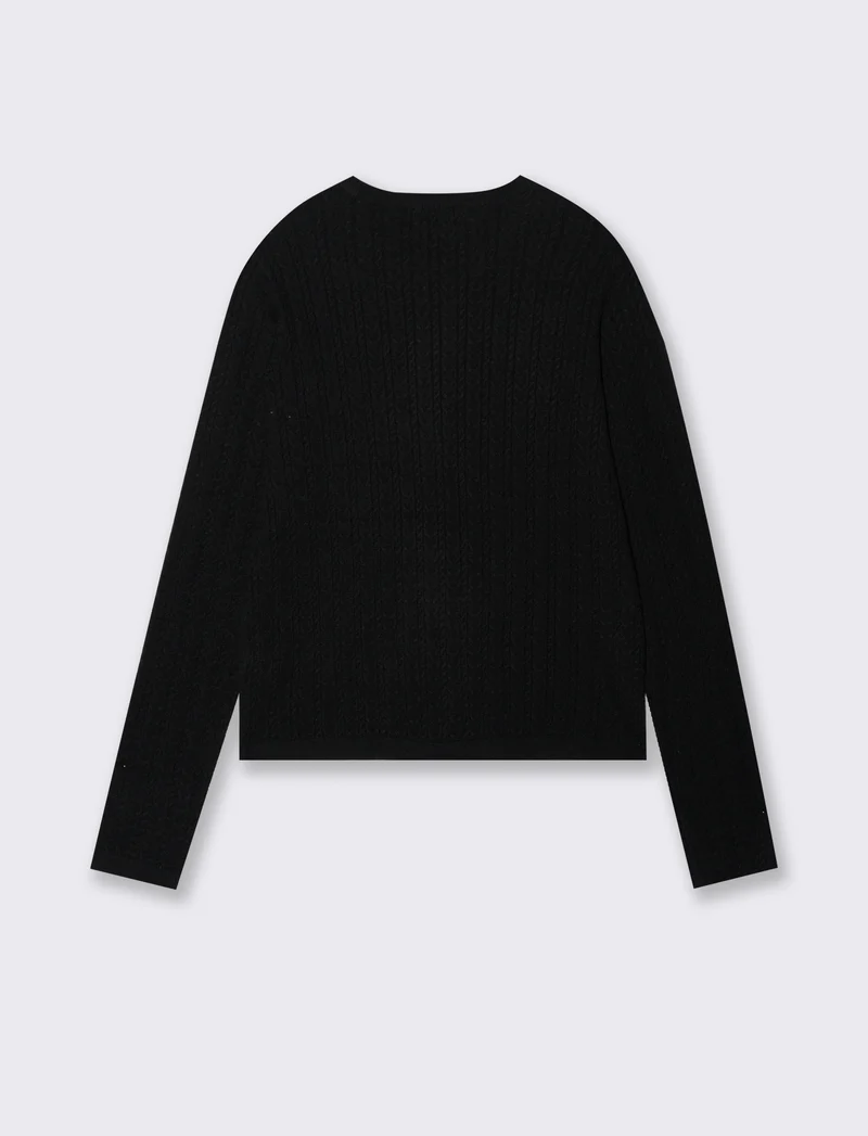 PULLOVER A TRECCE - Nero