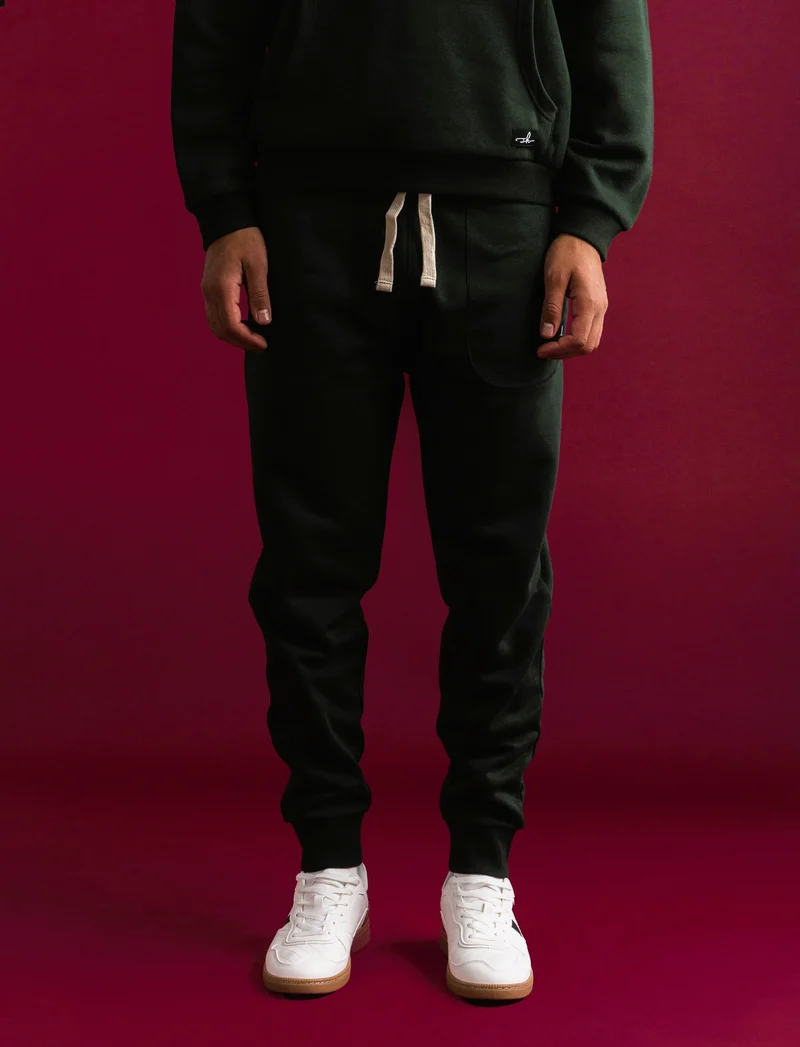 PANTALONI IN FELPA RELAXED FIT - Verde scuro